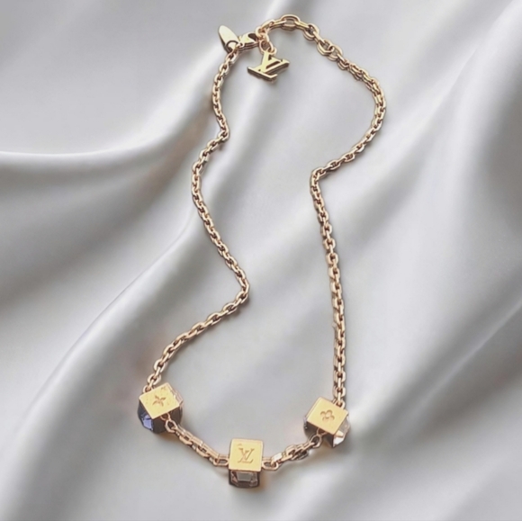Louis Vuitton Goldtone Gamble Necklace/ w/COA - Picture 3 of 9